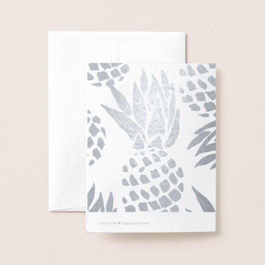 モダンな銀ぱくはタイポグラフィのパイナップル感謝していしています 箔カード (裏面封筒付き)