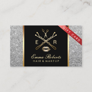 モダンな銀製のグリッターの毛の化粧のギフト券 割引カード