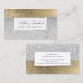 モダンな銀製のグリッターの金ゴールドブラシストローク化粧 名刺 (正面/裏面)