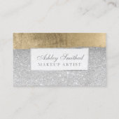 モダンな銀製のグリッターの金ゴールドブラシストローク化粧 名刺 (正面)