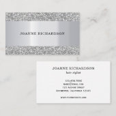 モダンな銀製の金属の白人のエレガントなプロフェッショナル 名刺 (正面/裏面)