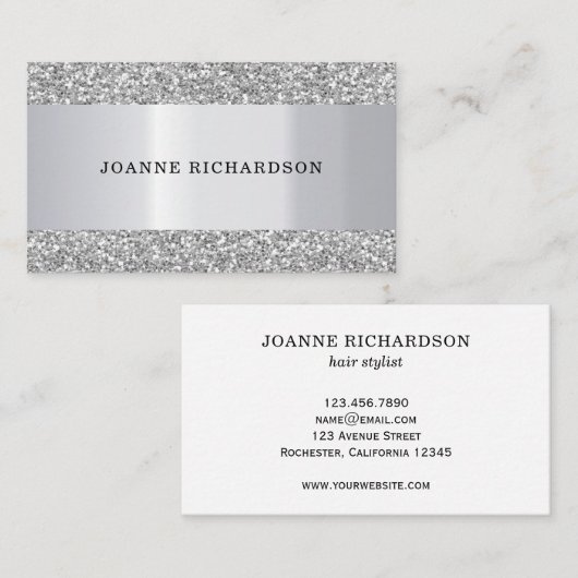 モダンな銀製の金属の白人のエレガントなプロフェッショナル 名刺 (正面/裏面)