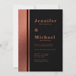 モダンな銅と黒のエレガントな結婚式 招待状