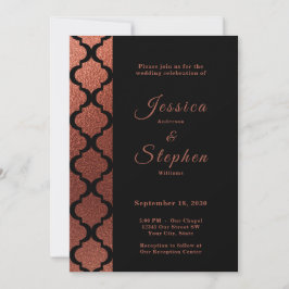 モダンな銅色とブラックのエレガントなモロッコの結婚式 招待状