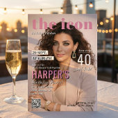 モダンな雑誌の表紙風 写真 誕生日パーティー 招待状