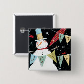 モダンな雪だるま愛、喜び、平和 缶バッジ (正面&裏面)