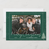モダンな雪の森のクリスマス家族写真 シーズンカード (正面)