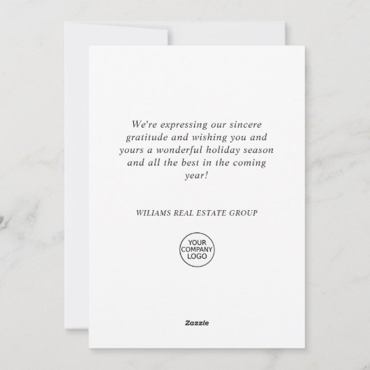 モダンな雪の結晶のクリスマスツリー コーポレートグリーティング シーズンカード (裏面)