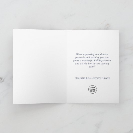 モダンな雪の結晶のクリスマス コーポレート グリーティング シーズンカード (内部)