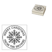 モダンな雪の結晶のクリスマス 名前入りグリーティング ラバースタンプ (押印)