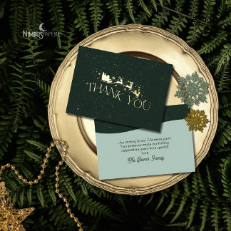 モダンな雪の結晶のホイルクリスマスお礼カード 箔招待状