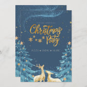 モダンな雪の結晶の冬のクリスマス招待状 XMAS 招待状 (正面/裏面)