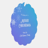 モダンな雪の結晶の紫と青のメリークリスマス オーナメントカード (右)