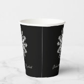 モダンな雪の結晶の結婚式 ブラック 紙コップ (右)