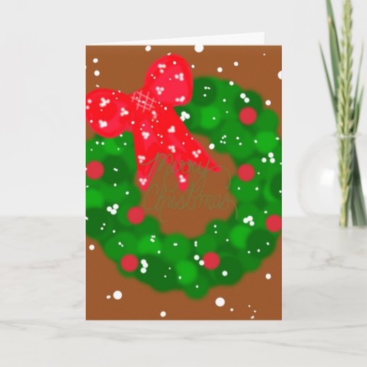 モダンな雪の飾りとリボン カード (正面)