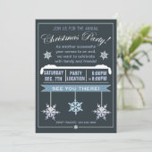モダンな雪片の年次クリスマスのパーティの招待状 招待状 (スタンド正面)