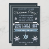モダンな雪片の年次クリスマスのパーティの招待状 招待状 (正面/裏面)