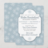 モダンな青い冬の招待状 - 雪の結晶 招待状 (正面/裏面)