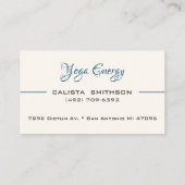 モダンな青い蓮の花のアート エレガント ユニーク ヨガ 名刺 (裏面)