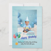 モダンな青い風船の子供の誕生日カード 招待状 (正面)