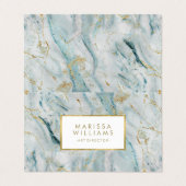 モダンな青および金ゴールドの大理石の質 名刺 (外部フラット)
