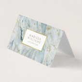 モダンな青および金ゴールドの大理石の質 名刺 (正面)