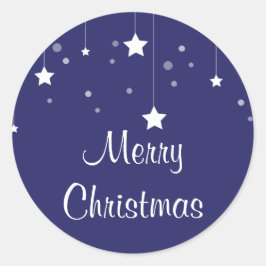 モダンな青と白のクリスマス ラウンドシール