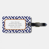 モダンな青の抽象芸術幾何学的なパターンモノグラム ラゲッジタグ (裏面横)