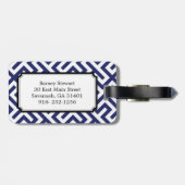 モダンな青の抽象芸術幾何学的なパターンモノグラム ラゲッジタグ (裏面横)