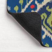 モダンな青緑のイカットの種族パターン マウスパッド (コーナー)