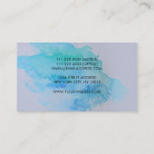 モダンな青緑のティール(緑がかった色)の水彩画の(ばちゃばちゃ)跳ねるの青 名刺 (裏面)