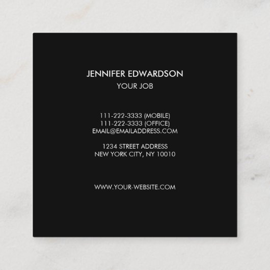 モダンな青緑のティール（緑がかった色）の水彩画の（ばちゃばちゃ）跳ねる スクエア名刺 (裏面)