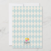 モダンな青色児のシャワーの男の子の小さいクジラの髭 招待状 (裏面)