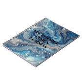 モダンな青銀のマーブル模様とタイポグラフィ ノートブック (左側)