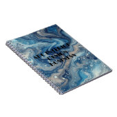 モダンな青銀の大理石のテクスチャとタイポグラフィ ノートブック (右側)