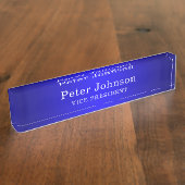 モダンな青 デスクネームプレート (側面)