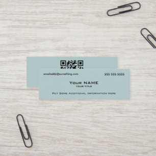 モダンな青QRコード スキニー名刺