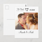 モダンな非公開結婚式の写真 ブラックハート ポストカード (正面/裏面)
