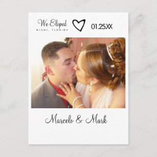 モダンな非公開結婚式の写真 ブラックハート ポストカード