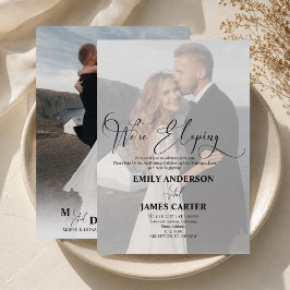 モダンな非公開結婚式 ウェディングレセプション 写真オーバーレイ 招待状