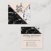 モダンな鞭のタイポグラフィばら色の大理石色のブロック スクエア名刺 (正面/裏面)