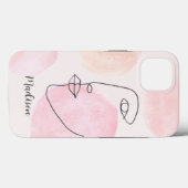 モダンな顔の線画カスタムネーム Case-Mate iPhoneケース (裏面 (横))