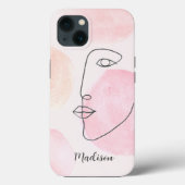 モダンな顔の線画カスタムネーム Case-Mate iPhoneケース (裏面)