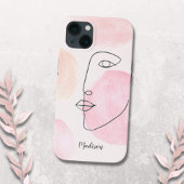 モダンな顔の線画カスタムネーム Case-Mate iPhoneケース