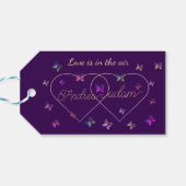 モダンな飛ぶ蝶のハート ギフトタグ (裏面横)