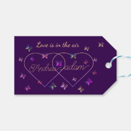 モダンな飛ぶ蝶のハート ギフトタグ