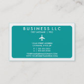 モダンな飛行機(カスタマイズ可能な色) 名刺 (裏面)