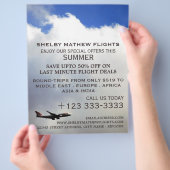 モダンな飛行機、航空会社広告フライヤー チラシ (手)