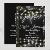 モダンな驚きの招待状 黒白 QRコード RSVP 招待状 (正面/裏面)