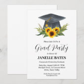 モダンな高校の花をあしらった卒業招待状 招待状 (正面/裏面)